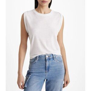 Express Women's Linen Blend Crew Neck Muscle Tank White Size XS NWT $34